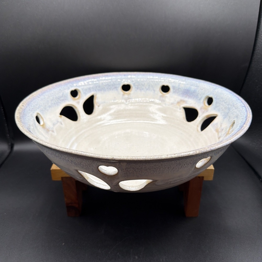 VTG Signed Neher Studio Pottery Large Serving Bowl Glazed Stoneware 1992 11.5"